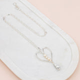 Silver Heart, Pearl & Howlite Stone Necklace