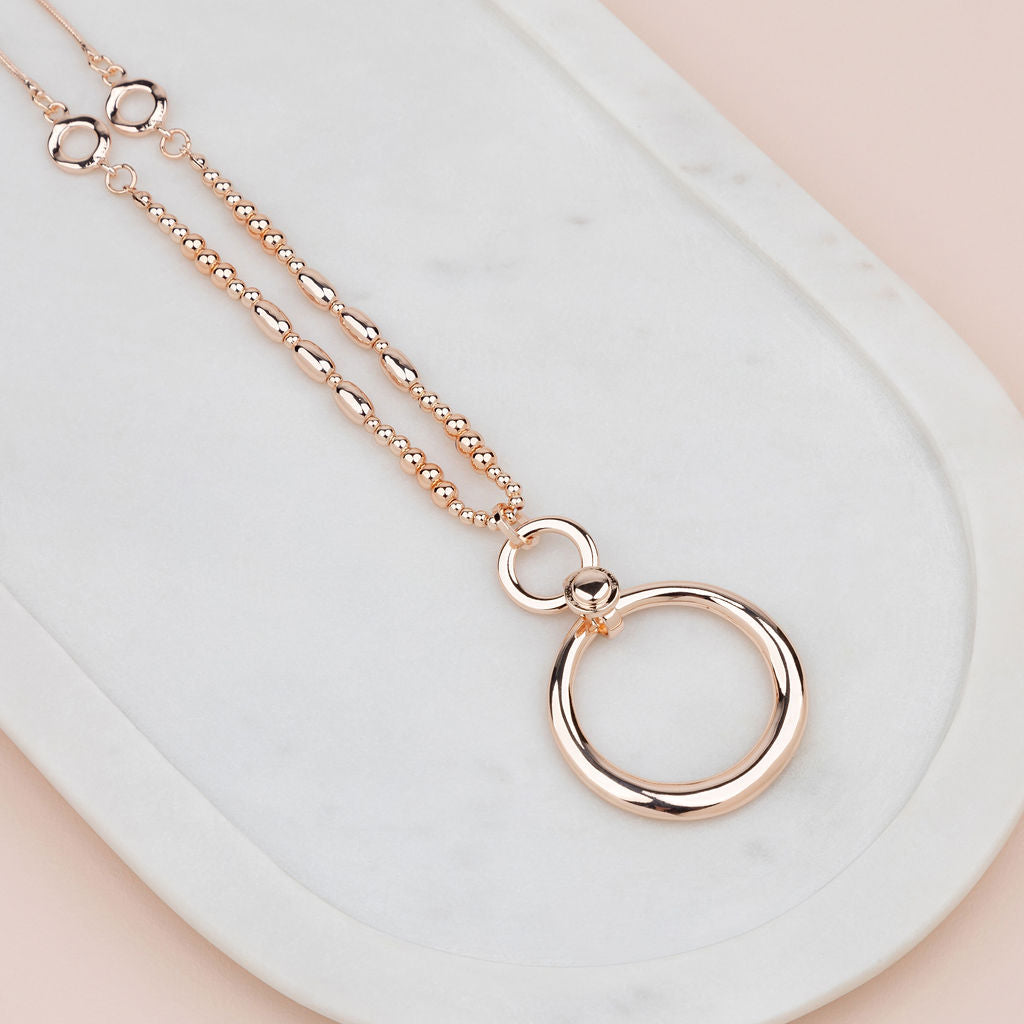 Gorgeous Rose Gold Double Ring Necklace