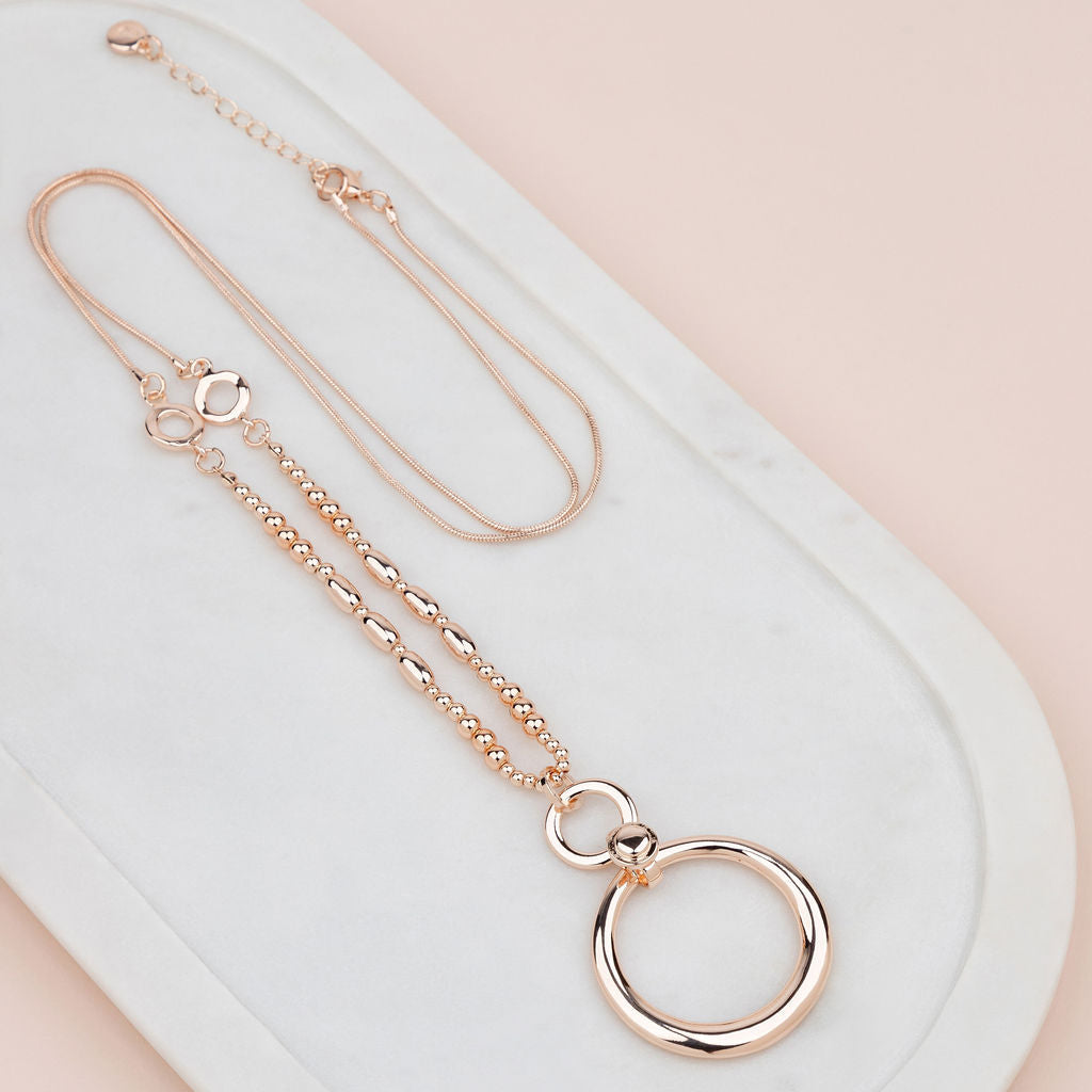 Gorgeous Rose Gold Double Ring Necklace