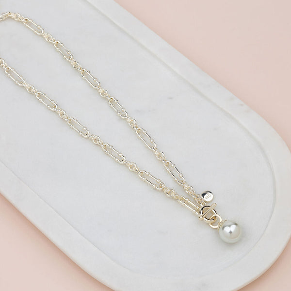 SHORT | Light Gold Single Pearl Necklace