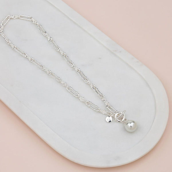 SHORT | Silver Single Pearl Necklace