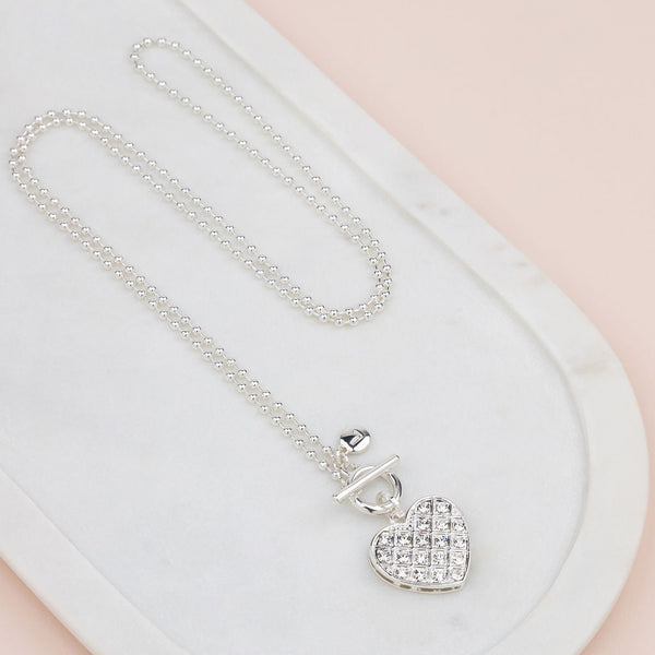Silver Bling Heart Necklace