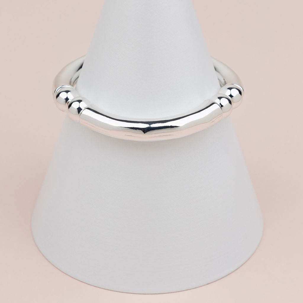 Silver Stretch Bangle with Balls Beads