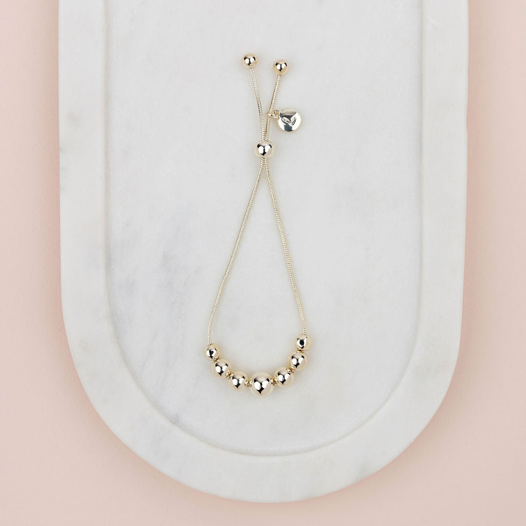 Adjustable Light Gold Bead Bracelet