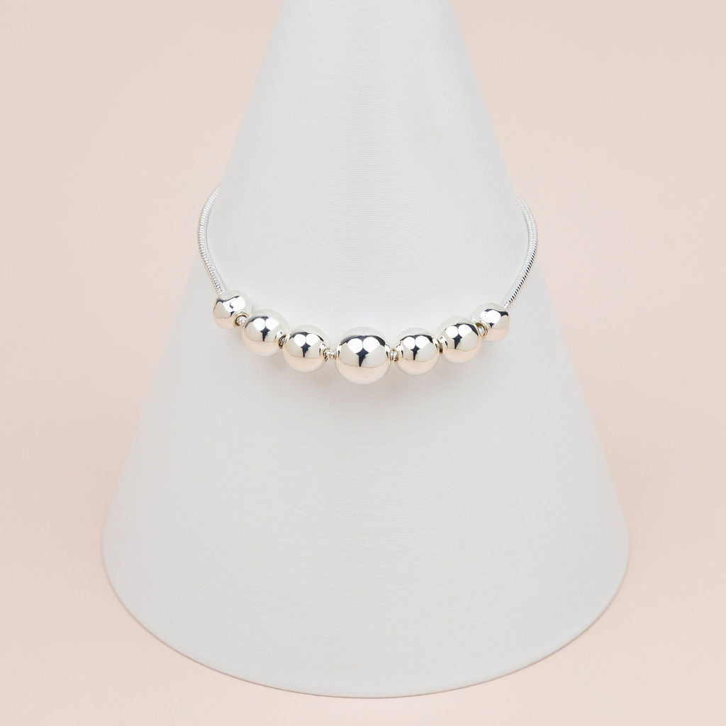 Adjustable Silver Bead Bracelet