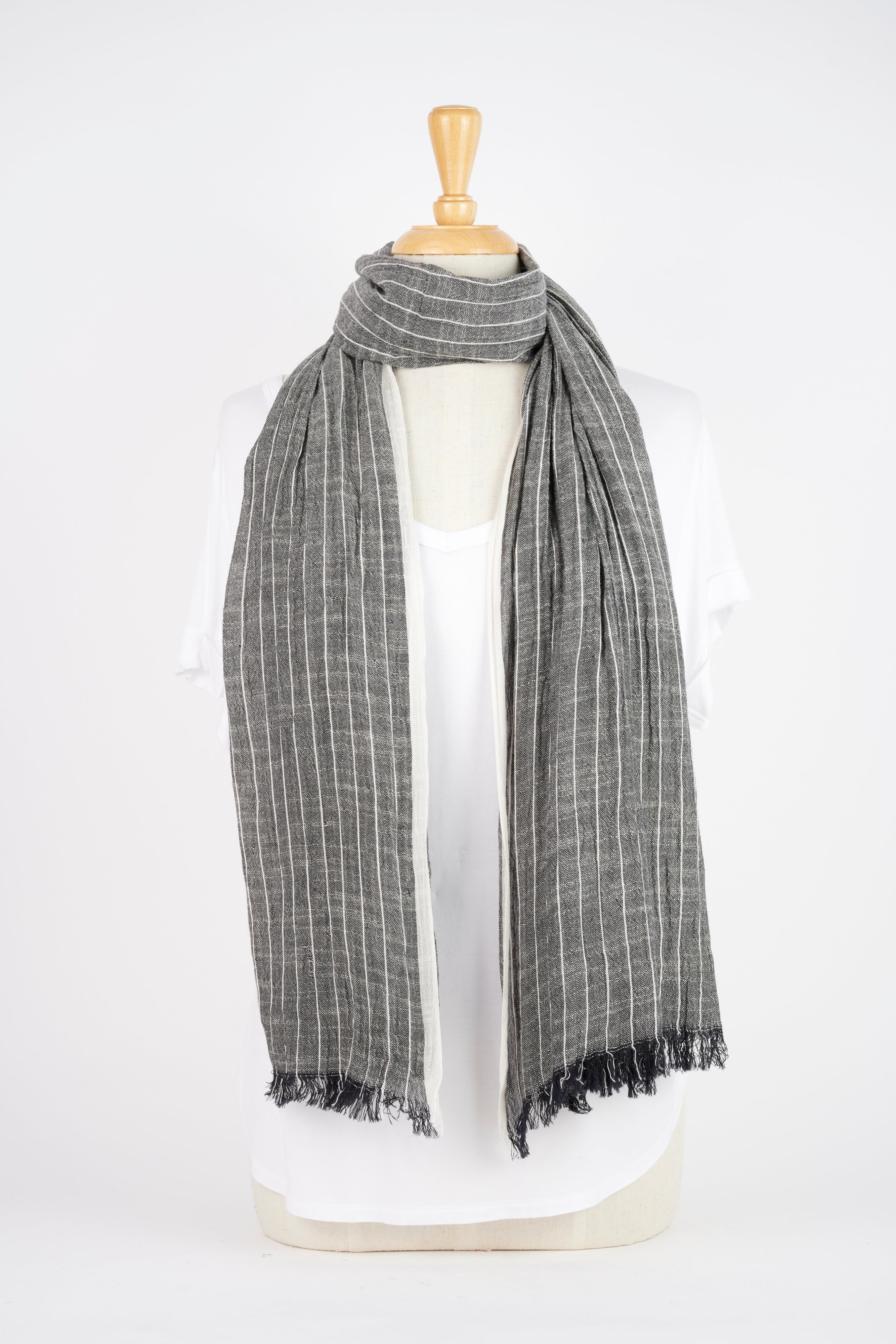 Soft Black/White Stripe Scarf