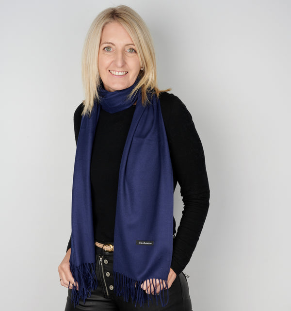 Navy Cashmere Look Scarf