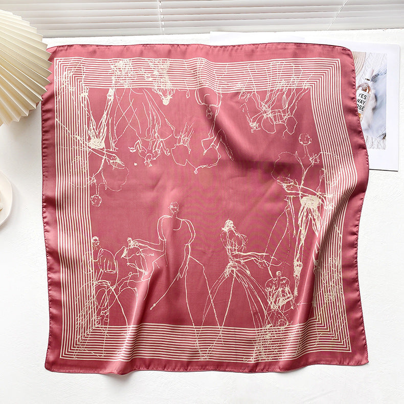 Ladies Pink & White Satin Silk Look Scarf