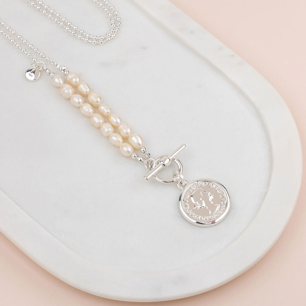 LIMITED EDITTION | Silver & Fresh Water Pearl Coin Necklace