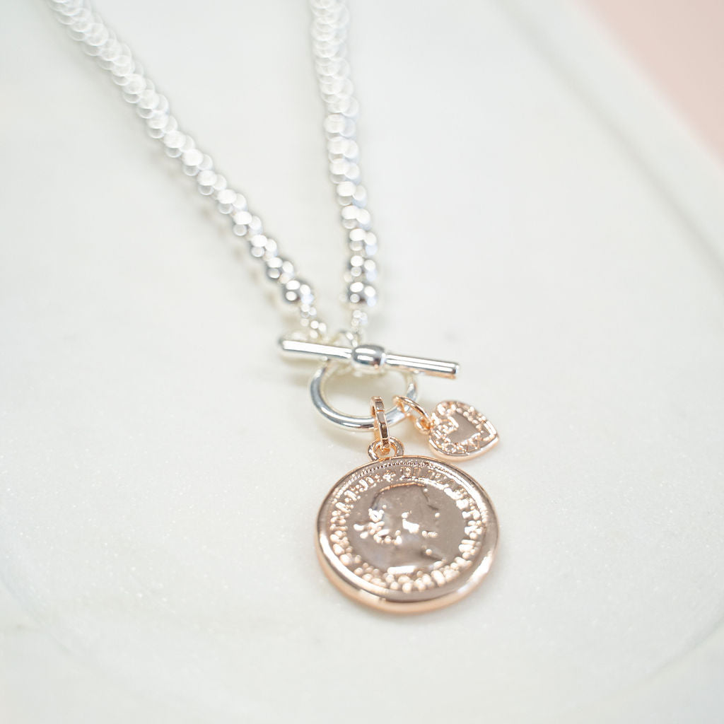 LIMITED EDITION | SHORT | Rose Gold & Silver Coin Necklace