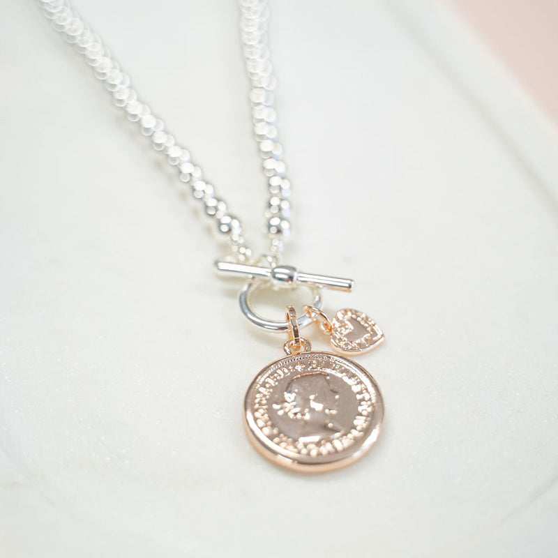 Limited Edition | SHORT | Rose Gold & Silver Beads & Coin Necklace