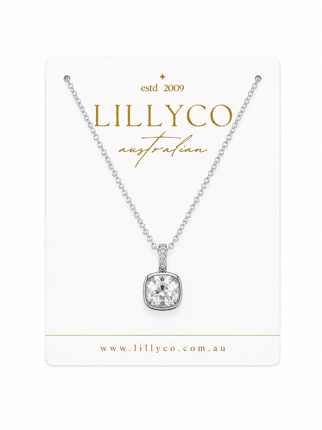 Fine | Short Silver Square Crystal Necklace