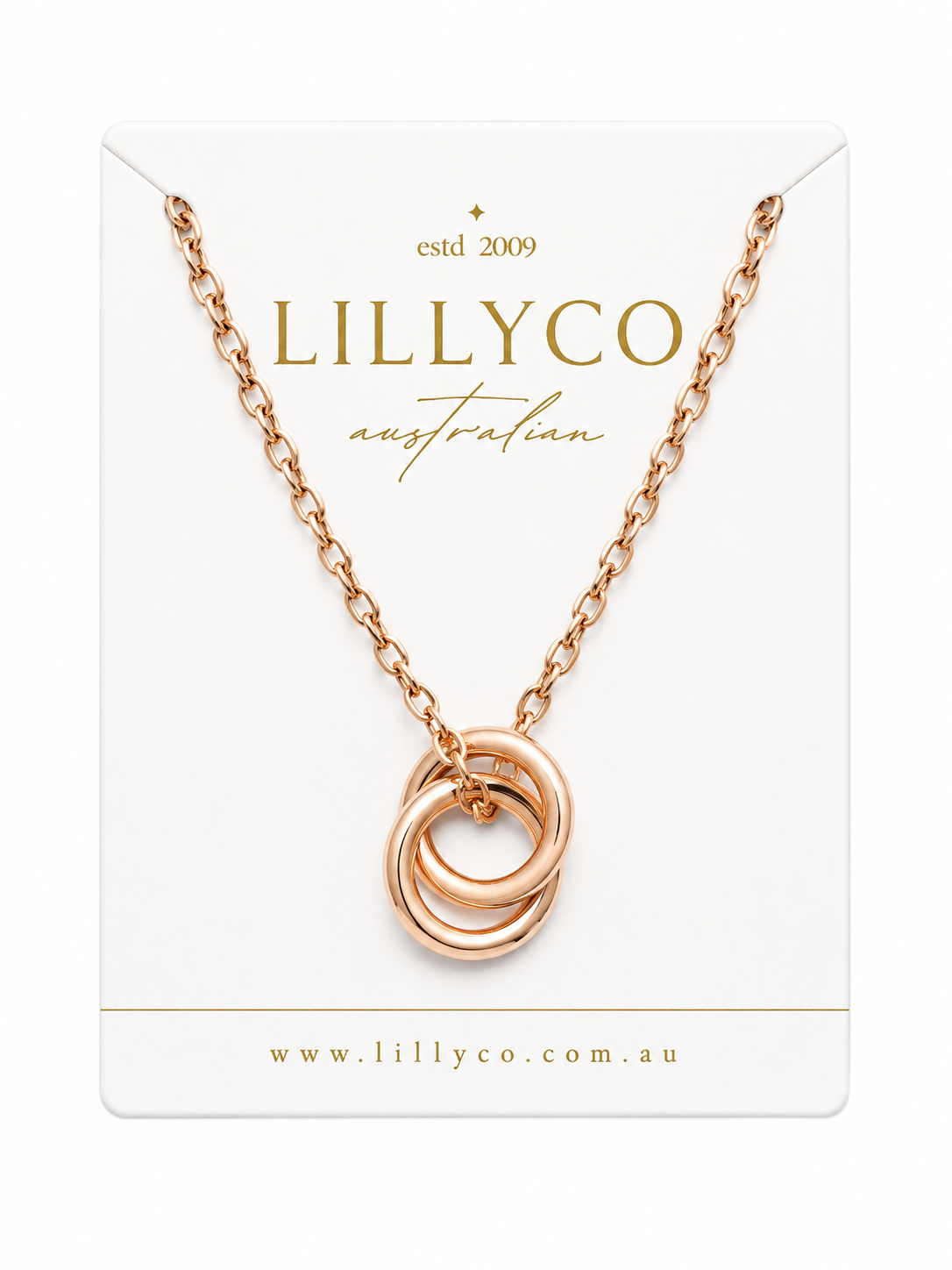 Fine | Short Rose Gold 2 Ring Necklace