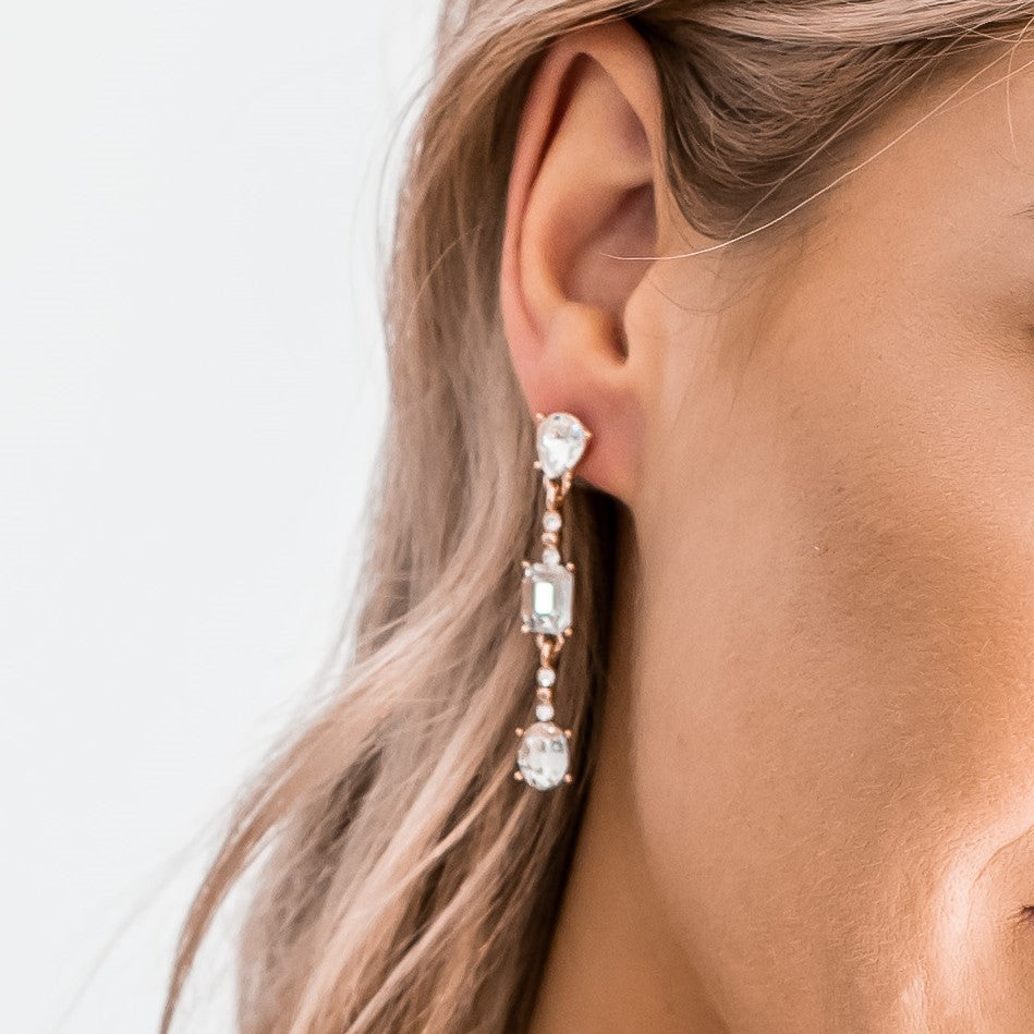 Fine | Rose Gold Crystal Drop Earring