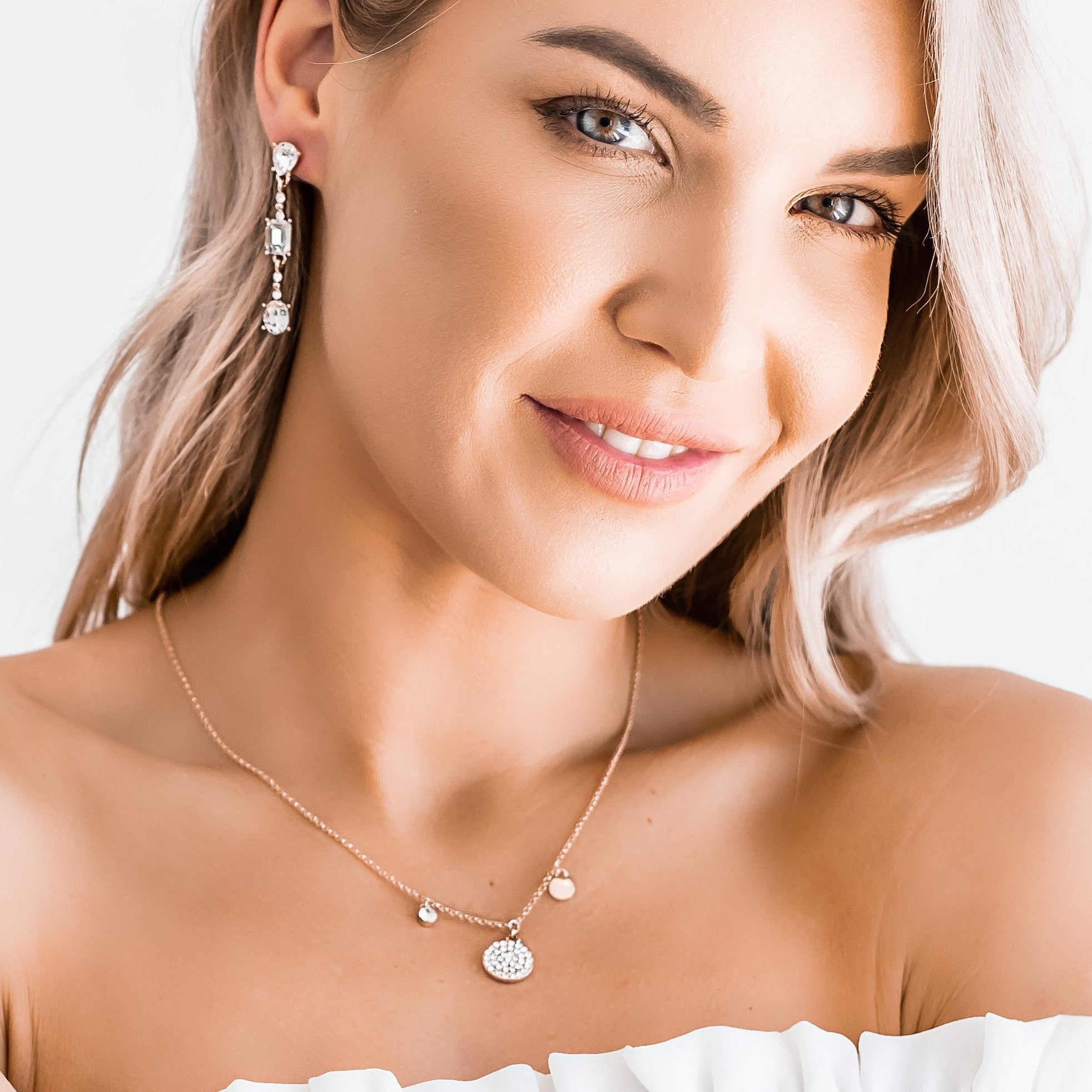 Fine | Short Silver Crystal & Charms Necklace