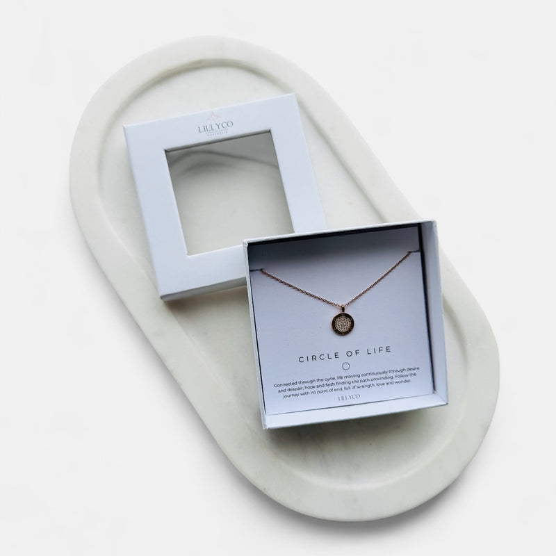 Fine | #1 Circle of Life Boxed Rose Gold Round Bling Necklace