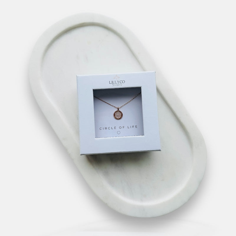 Fine | #1 Circle of Life Boxed Rose Gold Round Bling Necklace