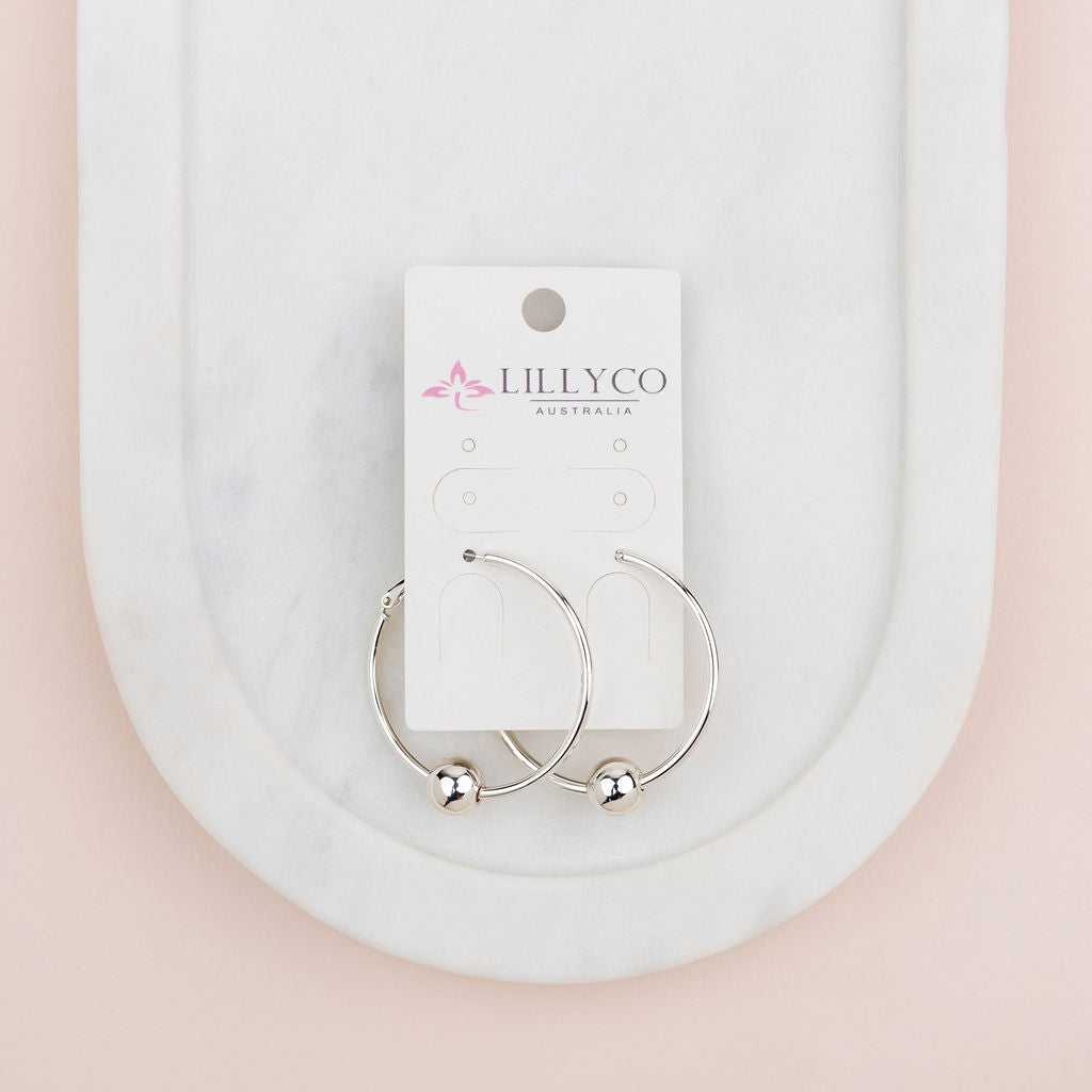 Silver Hoop with Removable Ball Earring