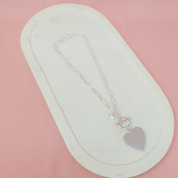 Silver Heart Necklace Short