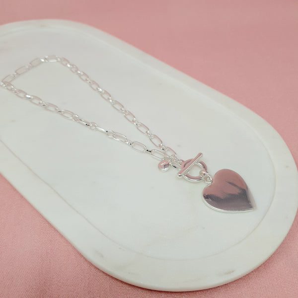 Silver Heart Necklace Short