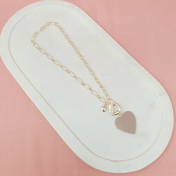 Light Gold Love Heart Necklace Short