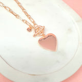 Rose Gold Heart Necklace Short