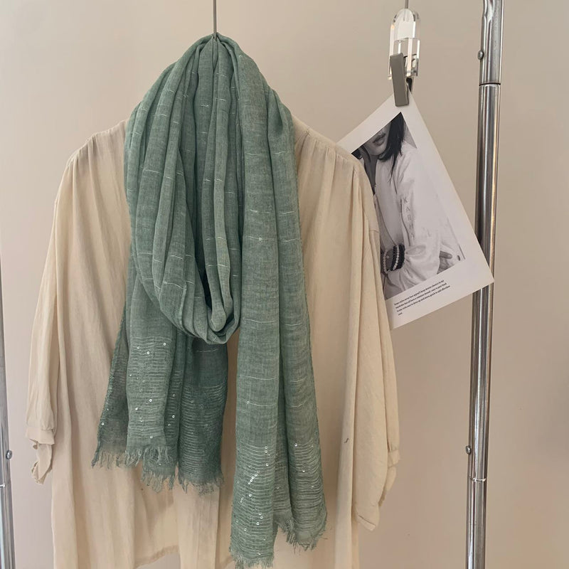 Ladies | Beautiful Green Sequent Scarf