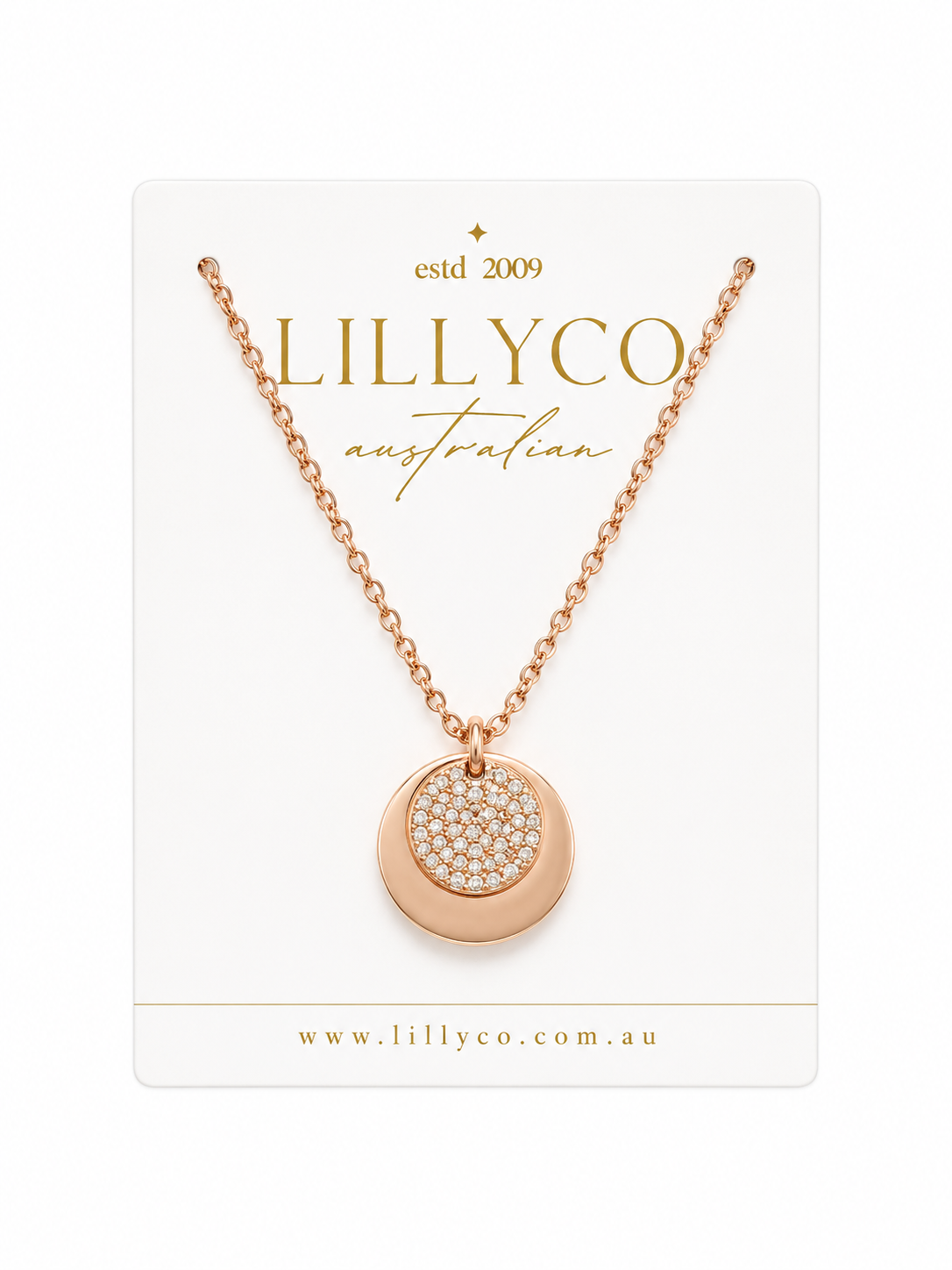 Fine | Rose Gold Crystal + Disc Short Necklace