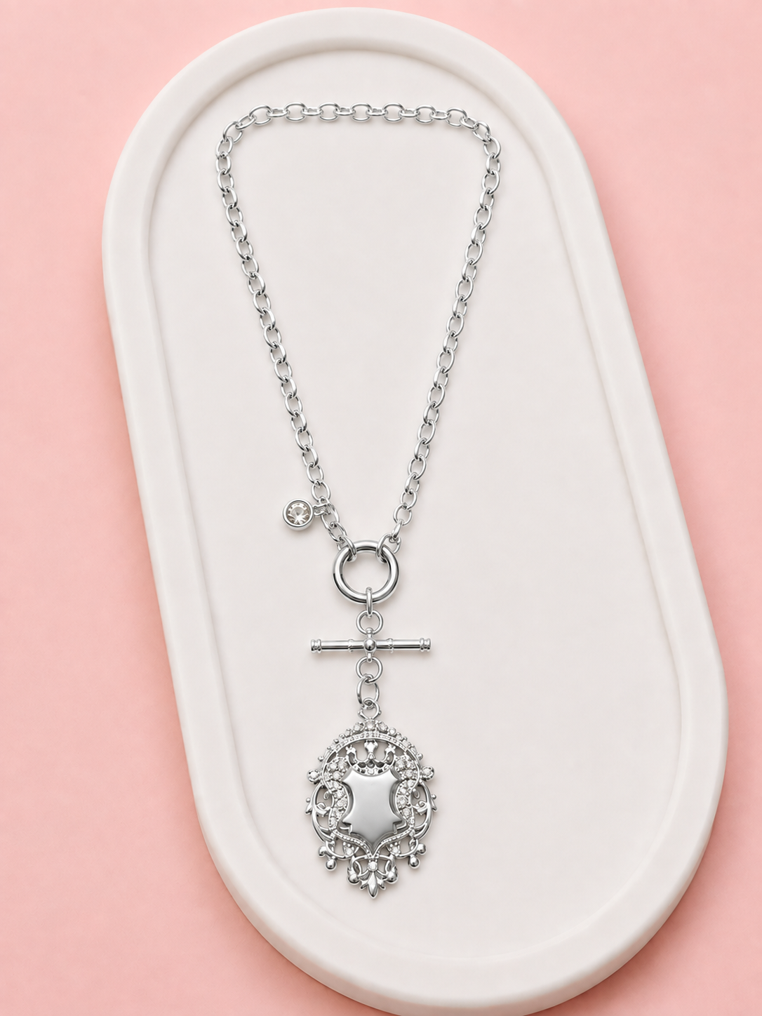 SHORT | Silver Chunky Chain with Shield Necklace