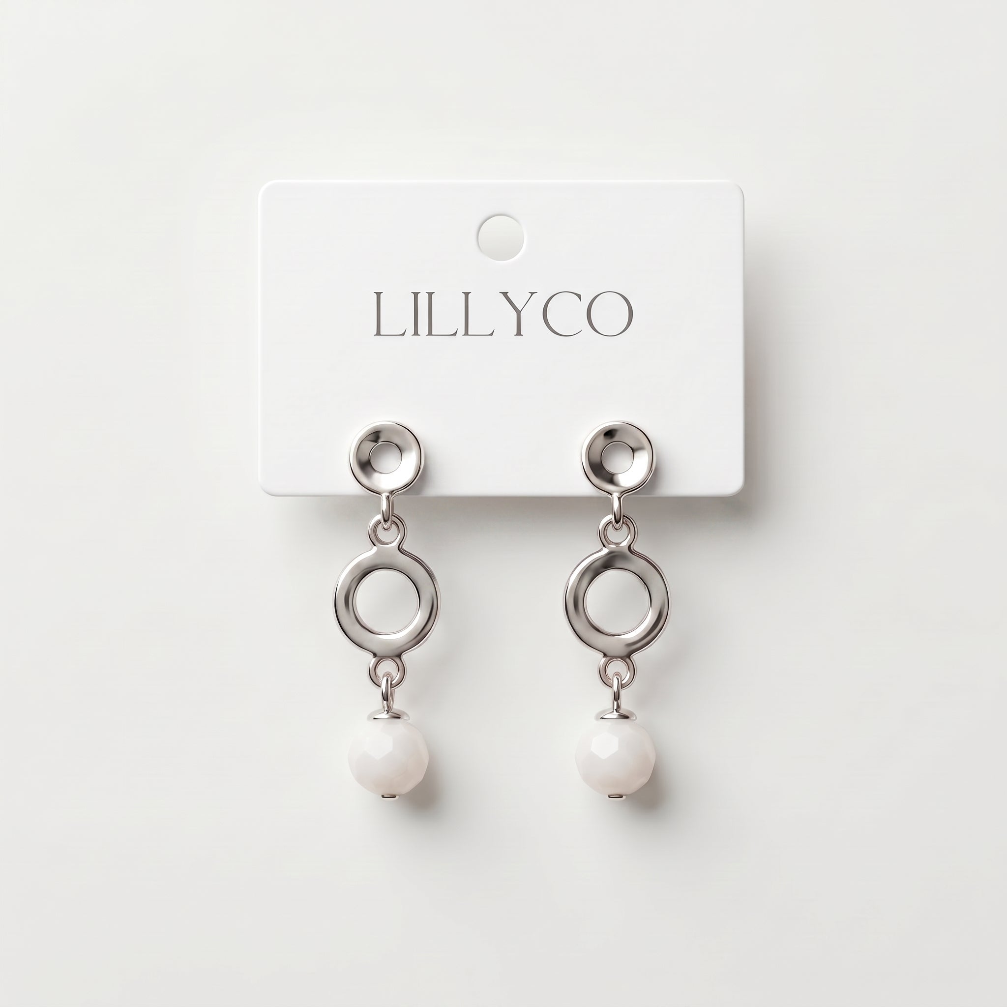 Silver Drop & Pink Earring
