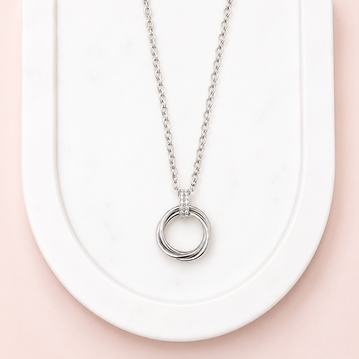 SHORT | Silver Double Ring Necklace