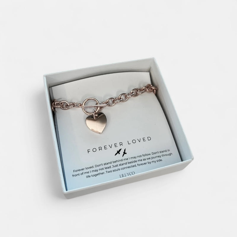 Forever Loved #3 Boxed Single Heart Link Bracelet | Rose Gold