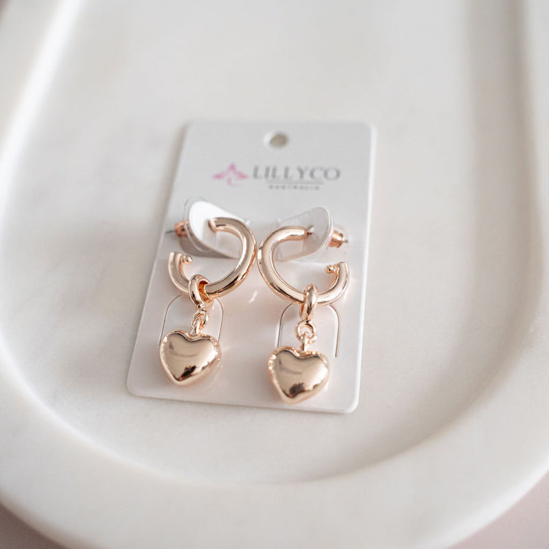 Rose Gold Removable Heart Earring