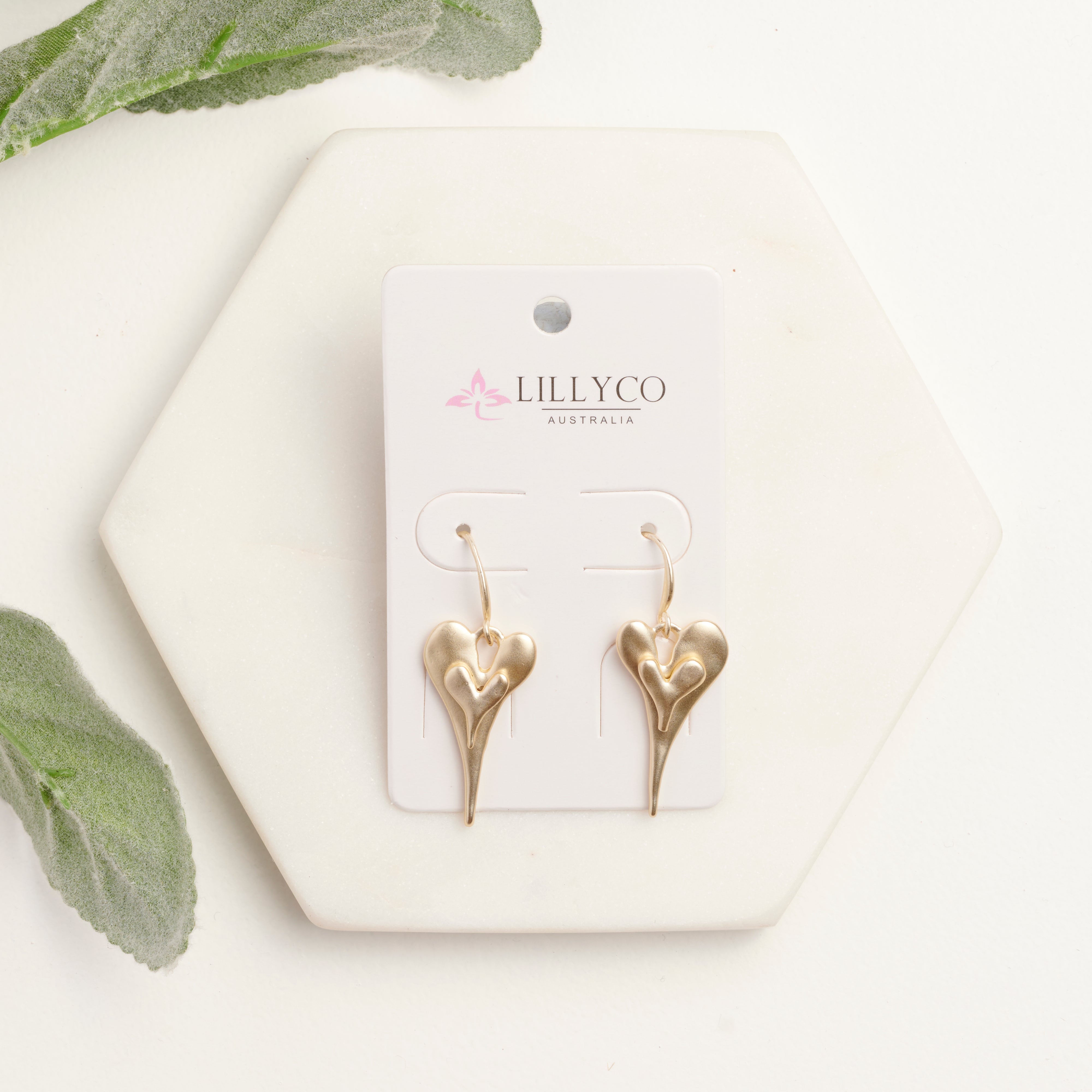 Matt Gold Double Heart Earring