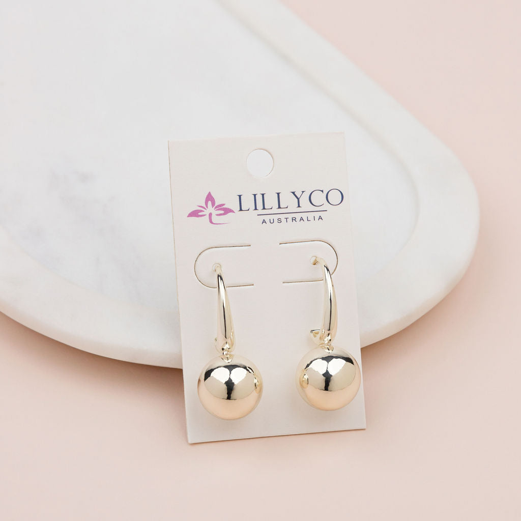 Light Gold Drop Ball Earring