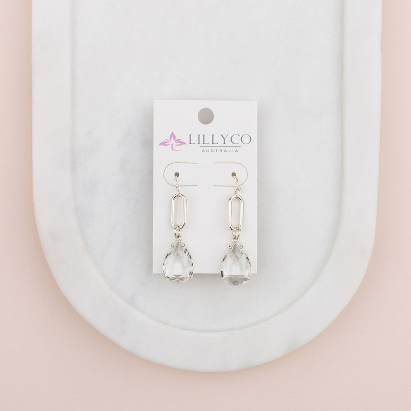 Silver Link with Crystal Drop Earring