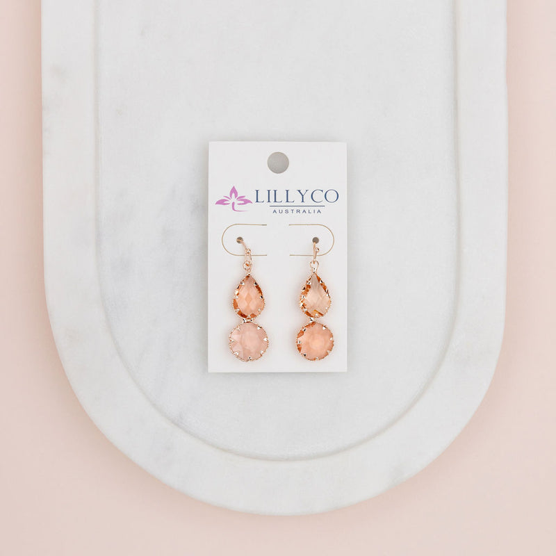 Rose Gold Pink Crystal Earring
