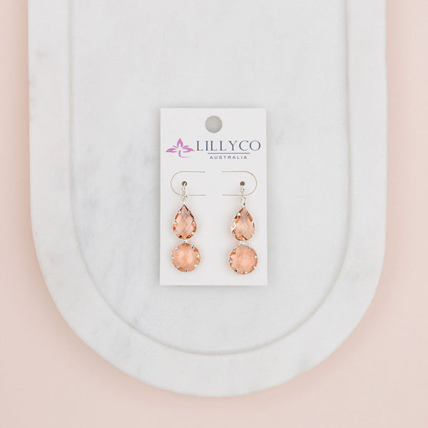 Silver Pink Crystal Earring