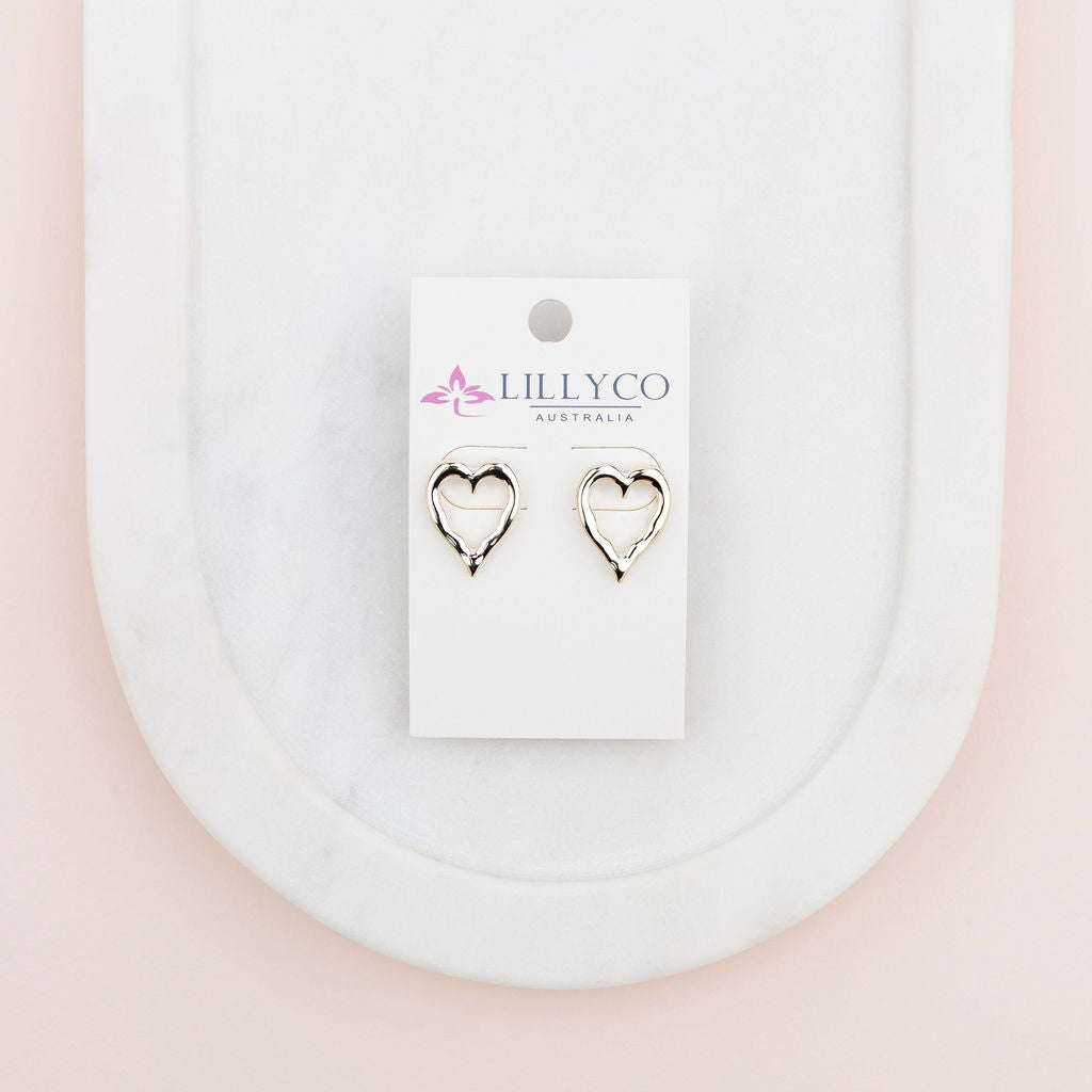 Light Gold Open Love Heart Earring
