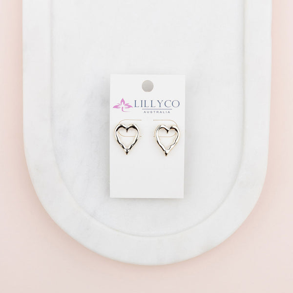 Light Gold Open Love Heart Earring