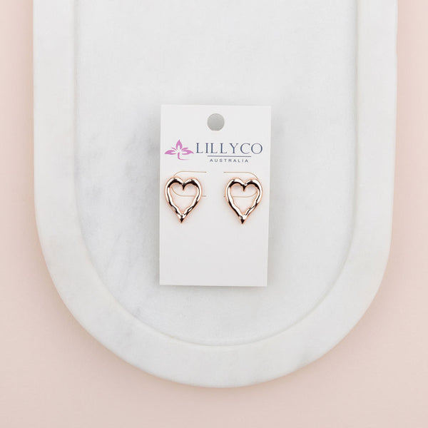 Rose Gold Open Heart Earring
