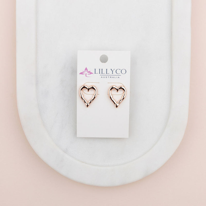 Rose Gold Open Heart Earring