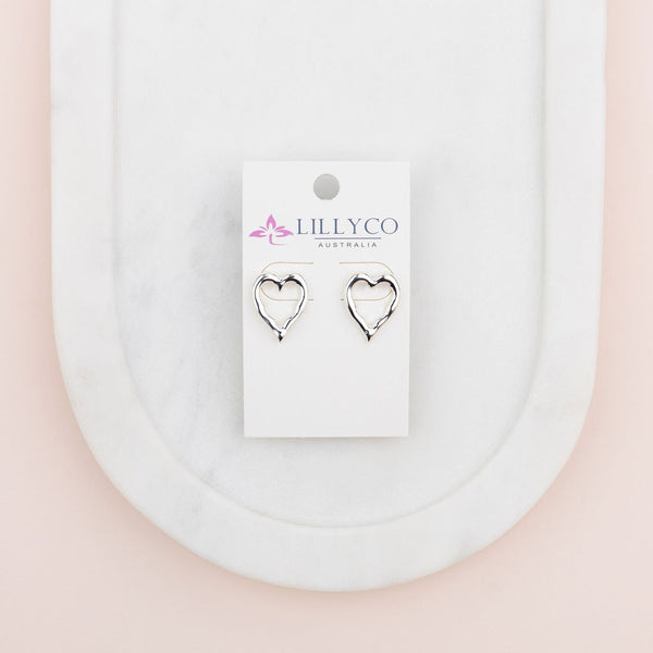 Silver Open Heart Earring