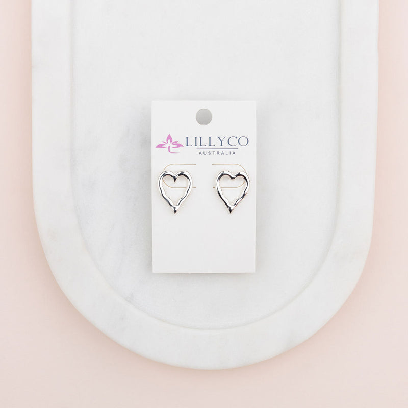 Silver Open Heart Earring