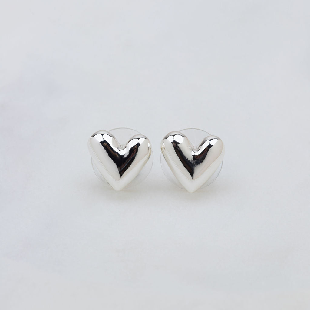 Silver Heart Stud Earring