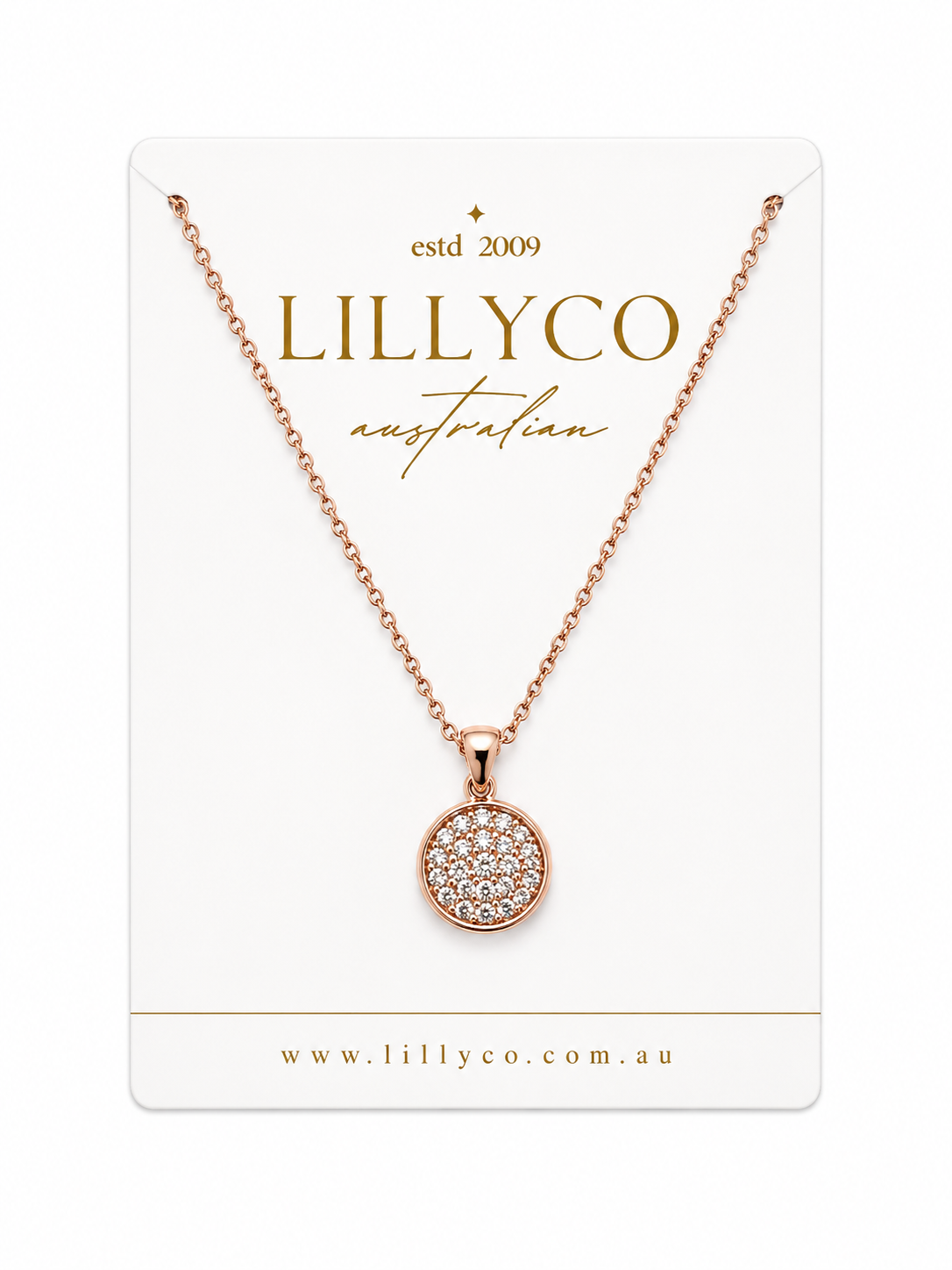 Fine | Short Rose Gold Small Cubic Zirconia Disc Necklace