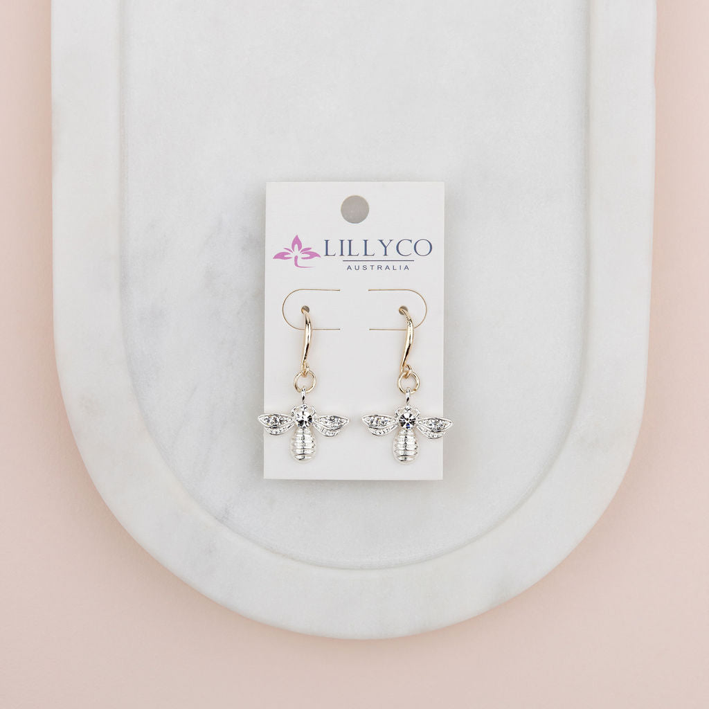 Light Gold & Silver Bee Earring