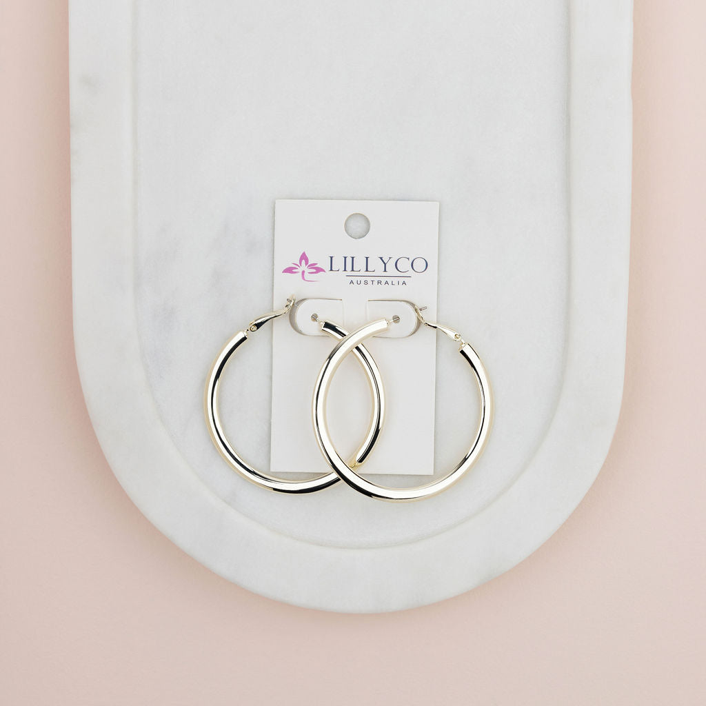 Yellow Gold Flat Hoops Earrings