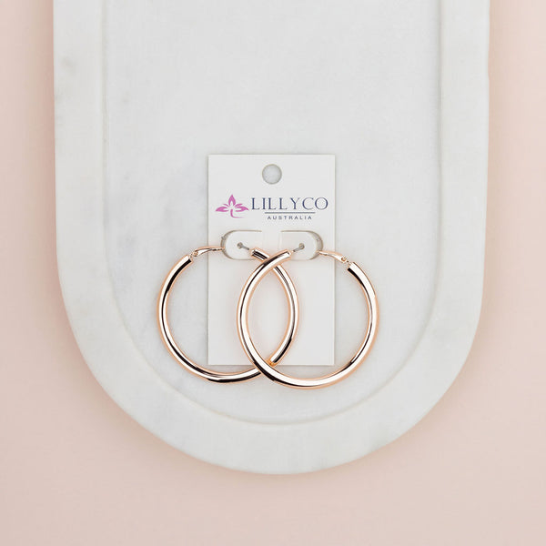 Flat Hoops Rose Gold Earrings