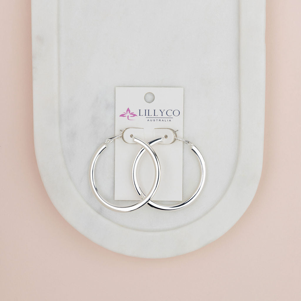 Silver Flat Hoops Earrings
